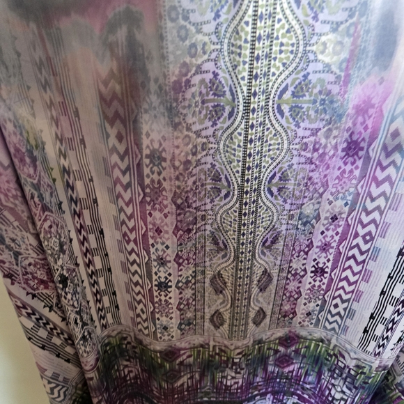 ONE WORLD DRESS MIDI MAXI TIE DYE FLOWY EASTER SPRING FLUTTER SLEEVES NWT LARGE - Picture 10 of 14